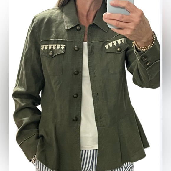 INC International Concepts Women's Linen Embroidered Peplum Jacket -Size M - Picture 3 of 10